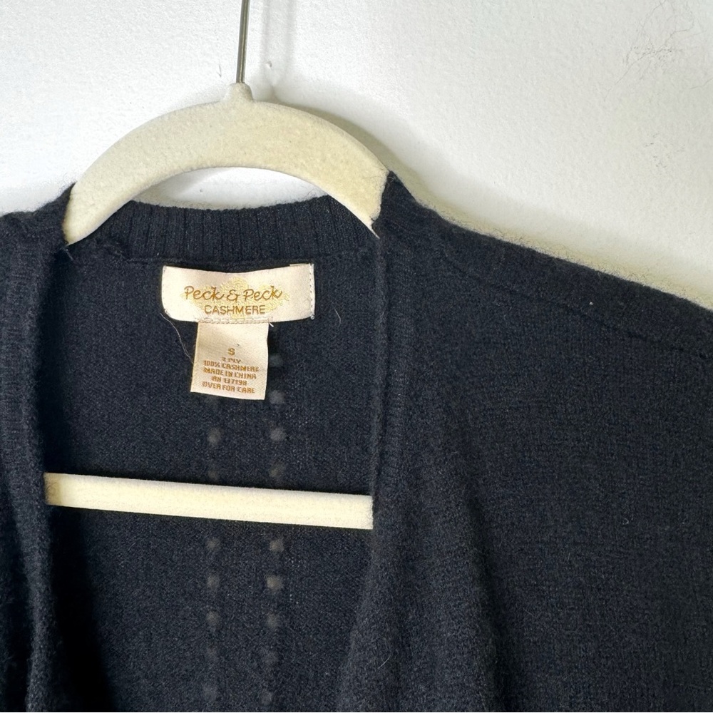 NWT Peck & Peck Cashmere Open Cardigan Black Size Small - Picture 3 of 4